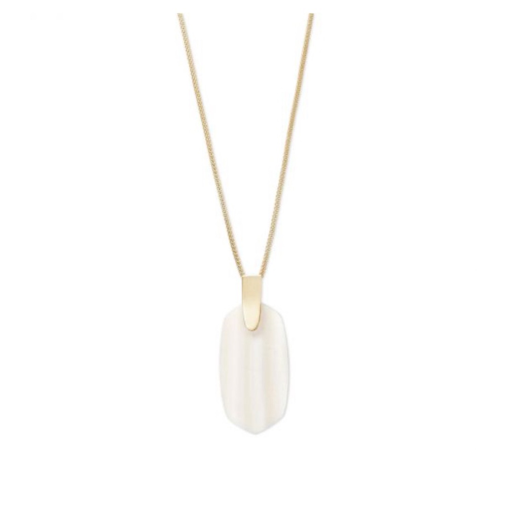 Kendra Scott Inez Gold Long Pendant Necklace in White Pearl